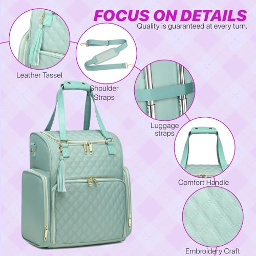 Nail Bag Organizer Case Backpack, Nail Bag Holds 80 Bottles (15ml-0.5 fl.oz) and Nail Lamp, Nail Polish Case with 2 nail polish Bag, Portable Travel Backpack for Nail Tech Supplies Manicure Tools - color: Green