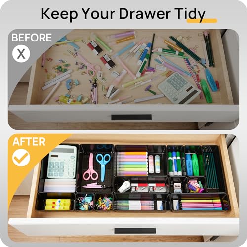 Vtopmart 25 Pack Plastic Drawer Organizers with Non-slip Rubber Pads - color: Black