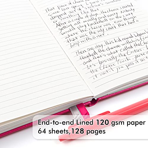 feela 5 Pack Notebooks Journals Bulk, Hardcover Notebook Classic Ruled Lined Journals with Pen Holder for Women Girls School Business Supplies, with 5 Black Pens, 120 GSM, 5.1”x8.3”, A5, Berry - color: 5 Pack berry