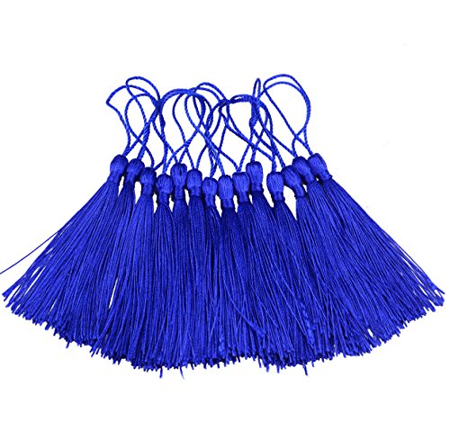 100Pcs 5 Inch Silky Bookmark Tassels for Jewelry, Souvenir(Navy Blue) - color: Navy Blue