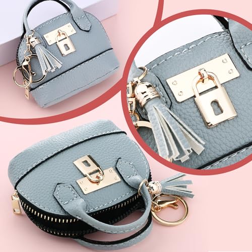 Liliaafar 12 Pcs Mini Coin Purse Keychain for Women Mini Pouch Cute PU Leather Makeup Bag with Keychain Multi Pocket Card Holder (12 Colors) - color: 12 Colors
