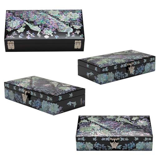 February Mountain Exquisite Mother of Pearl Peacock Design Jewelry Box: Artistry, Elegance, and Versatile Storage Gifts for Women - style: Peacock