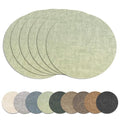 13" Round Placemats Set of 6, Reversible Faux Leather Wipeable Table Mats - color: Light Green