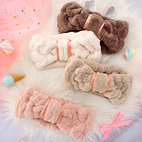 WILLBOND Spa Headband for Washing Face,Coffee, Khaki, Pink and White - color: Coffee, Khaki, Pink and White