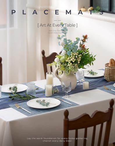 Leetaltree Woven Vinyl Placemats Set of 4, Deep Navy - color: C1- Deep Navy, size: Set of 4