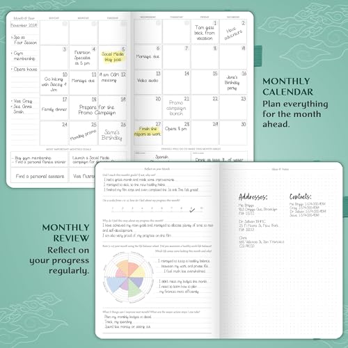 Legend Planner PRO Weekly & Monthly, Large Undated, 7”x10”, Viridian Green - color: Viridian Green + Gold Foil
