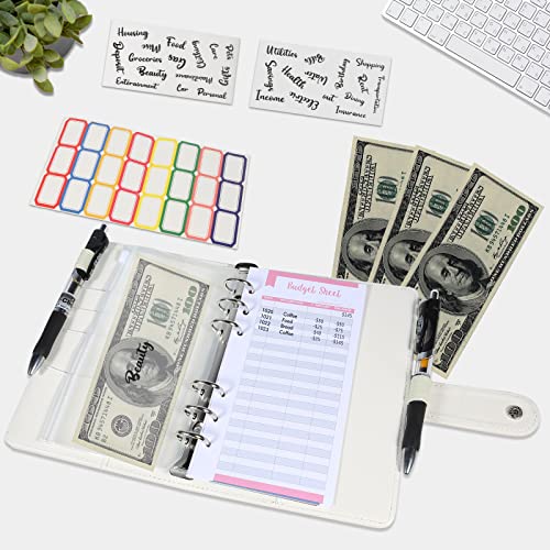 A6 Crocodile Budget Binder Cover - PU Leather Notebook Binder with Hidden Snap Buckle, Small 6 Ring Refillable Journal Binder, Beige - color: Beige, size: A6