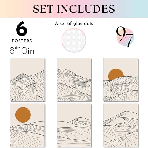97 Decor Japandi Wall Art, Mountain Line Art, 6 Pcs 8x10 Unframed - color: Japandi Poster