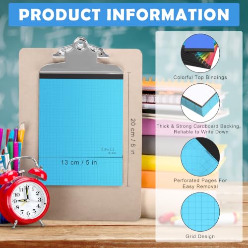 Jetec 8 Pcs Small Graph Paper Notepad 5 x 8 Inch, Bright Color - color: Bright Color