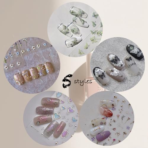 Flower Nail Stickers for Nail Art Decals Charms with Tweezers - color: Sunbeam Verse