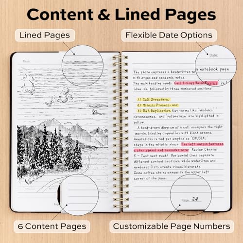 deli Black Lined Spiral Journal Notebook, 160 Pages, A5 (5.5"x8") Hardcover Writing Notebook, College Ruled Spiral Bound Journal for Women & Men - Perfect for Work, School, Office & Note Taking - color: Black