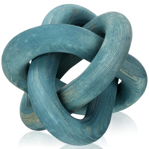 Yalikop 3 Link Wood Knot Decor Rustic Table Shelf Accents, Blue - color: Blue