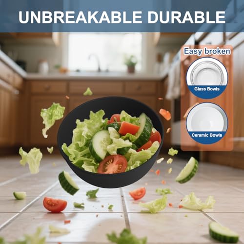 Ramen Bowl 26oz, Unbreakable Salad Bowls Sets of 6 - Black - color: Black, size: 26 oz