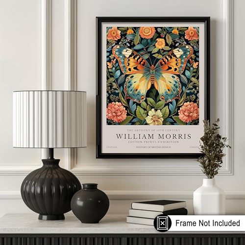Poster Master Butterfly Print - William Morris Poster - Botanical Art - Floral Exhibition Wall Design - Flower & Animal Art - Aesthetic Office or Bedroom Wall Decor - 8x10 UNFRAMED Wall Piece - color: Style-13, size: 8"L x 10"W