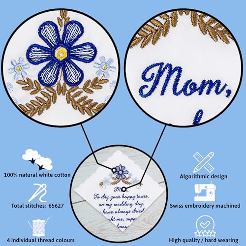 Mother of the Groom Gift Wedding Handkerchief Something Blue - color: Mom X 1 (Blue)