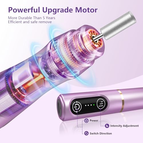 TUOBEO Cordless Nail Drill Electric Nail File Kit, Rechargeable Efile Set - color: Purple