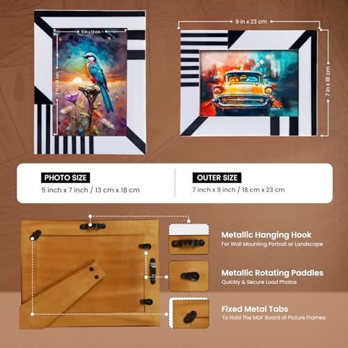 Handicrafts Home Handmade Resin Inlay Modern Black White Picture Frame, 5x7 - color: SILHOUETTE-SHAPE., size: 5X7