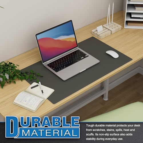 K KNODEL Small Office Desk Mat, Leather Mouse Pad (23.6"x13.8", Dark Gray) - color: Dark Gray, size: 23.6" x 13.8"