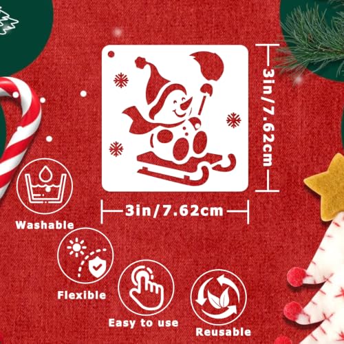 72 PCS Christmas Stencils for Painting - 3x3 Inch Santa Claus Snowflake Christmas Tree Reusable Xmas Painting Templates on Wood, Glass, Fabric, Window Door Decor DIY Party Decoration - style: Christmas