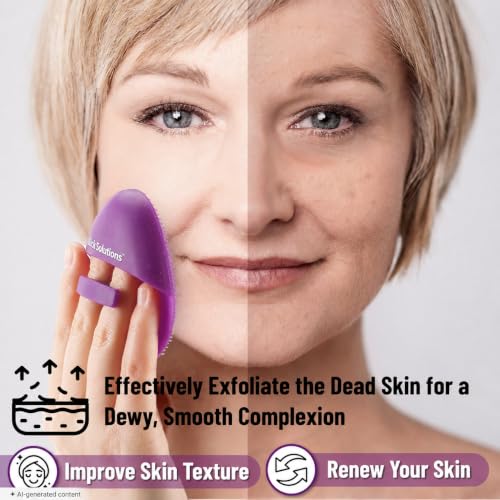 Slick- Silicone Facial Cleansing Brush, 4 Pack, Silicone Face Scrubber Exfoliator - color: Pink\purple\blue