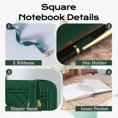 TIEFOSSI Dotted Square Journal Notebook 160 Pages for Women & Men(8 x 8) - color: Deep Green, size: Square-Dotted