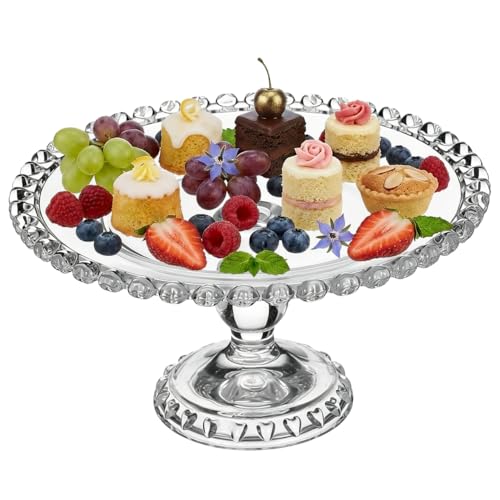 OUNONA Crystal Glass Fruit Tray, 19.5 cm (7.67 inch) Decorative Serving Platter for Kitchen Counter Afternoon Tea and Parties, Elegant Snack and Dessert Display Tray