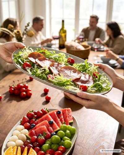 famiware Serving Platters Set of 3 Sizes - Oval, Grey - color: Gray