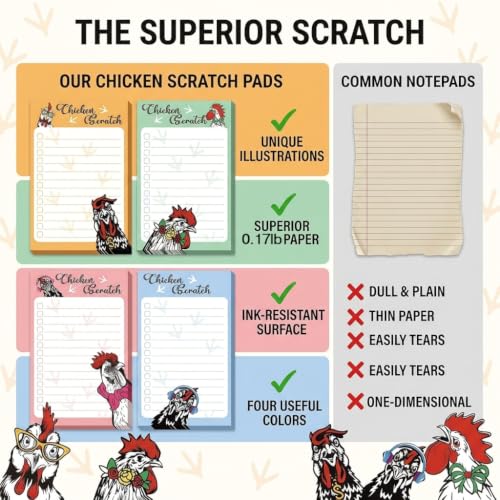 4 Pads Chicken Cute Sticky Notes 4x6 Funny Post it Notes Animal Stationary - color: Chicken