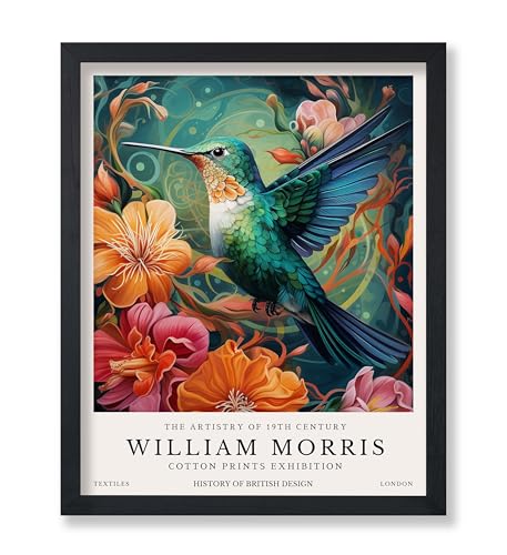 Poster Master William Morris Poster - Hummingbird Print - Flower Art - Botanical Art - Exhibition Artwork - Animal Piece - Floral Illustration - Farmhouse Creation - Colorful Bedroom Wall Decor - 8x10 UNFRAMED Wall Print - color: Style-02, size: 8"L x 10"