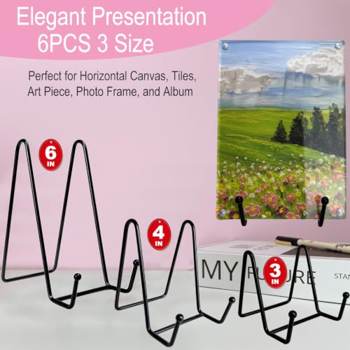 6PCS 3 Size Iron Plate Stands Metal Frame Holders for Display 3,4,6 Inch - size: 6PCS 3-4-6IN