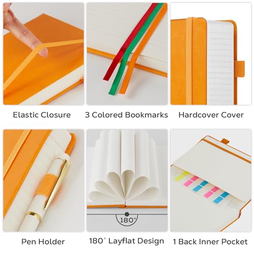 FOCUS DAY A4 Hardcover Notebook, Large 8.5 x 11 Notebook Journals for Writing Note Taking Women & Men, 320 Pages Hardcover Work Notebook Journal Notepad Writing Pads, Orange - color: 5.Orange, size: A4