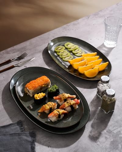 famiware Serving Platters Set of 3 Sizes - Oval, Deep Forest - color: Deep Forest
