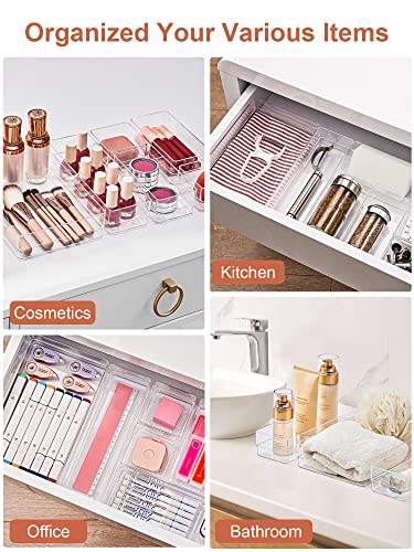 SMARTAKE 22 PCS Drawer Organizer, 4-Size Desk Bathroom Drawer Organizer - size: Large
