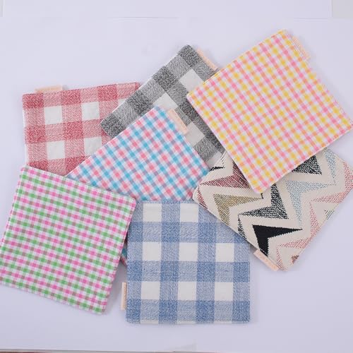 RUTH&BOAZ Plaid, Embroidery 100% Cotton Fabric Coasters for Drinks and Home Dinners/Set of 6/4" Square (Seersucker Green) - color: Seersucker Green
