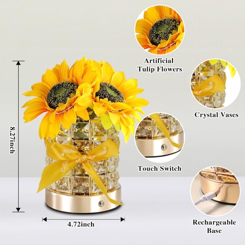 Sunflowers Flower Lamp Birthday Gifts for Women Mothers Day Gifts - style: Round