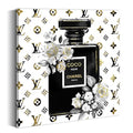 summer melody Black White Perfume Bottle Canvas Wall Art 24x24Inch - color: Black, size: 24L" x 24W"