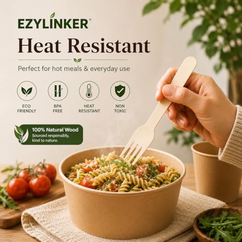 150 Wooden Forks SPECIAL EDITION, Alternative to Plastic and Bamboo Fork - 100% Compostable Fork, Eco Friendly, and Biodegradable Wooden Forks Disposable for Lounge Party Wedding, BBQ - size: 150Pcs Forks