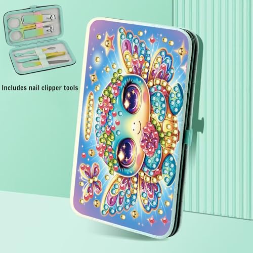F-CANLAN Winged Turtle Butterfly Diamond Art Manicure Kit Nail Storage Case - color: Blue
