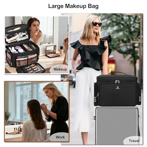 TANTO Large Makeup Bag, Portable Cosmetic Travel Bag for Makeup Artist