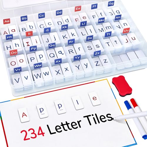 JoyCat Magnetic Letter Tiles 234PCS, Alphabet, Double-Sided Magnet Board