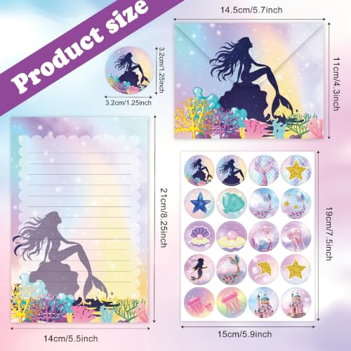 FUNCLASS 160 Pcs Mermaid Stationery Set Letter and Envelopes - color: Mermaid