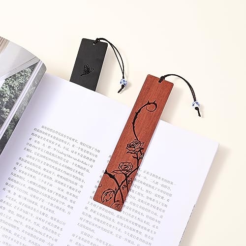 Cute Bookmarks for Women, Pretty Flower Bookmarks Rose Wooden Book Markers for Women, Bookish Gifts (Rose) - style: Rose