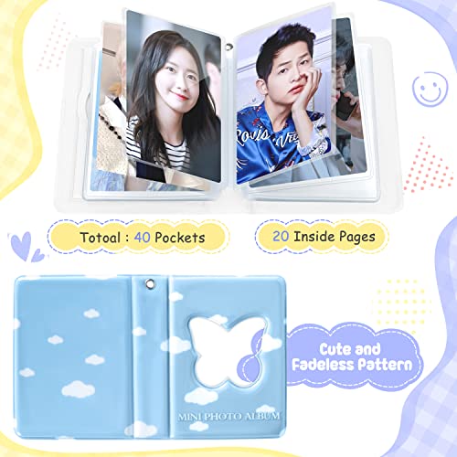 3 Inch Kpop Photocard Binder, Blue Butterfly, Polyvinyl Chloride, 20 Pockets, 4.33 x 3.15 x 1.18 Inches - color: Blue Butterfly