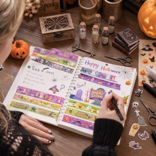 Bomichi 18 Rolls Halloween Thin Decorative Scrapbook Washi Tape Set - color: Halloween Tape