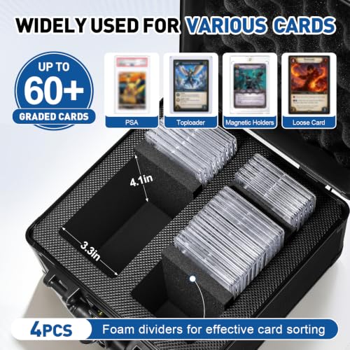 Graded Card Case, Sturdy Solid Protection Slab Box with 4 Foam Stoppers Holds 60+ PSA, Fits PSA, CSG, BGS, TopLoader and Magnetic Holder, Slab Case for Sports Baseball Trading Graded Card Storage Box - size: Graded Card Case
