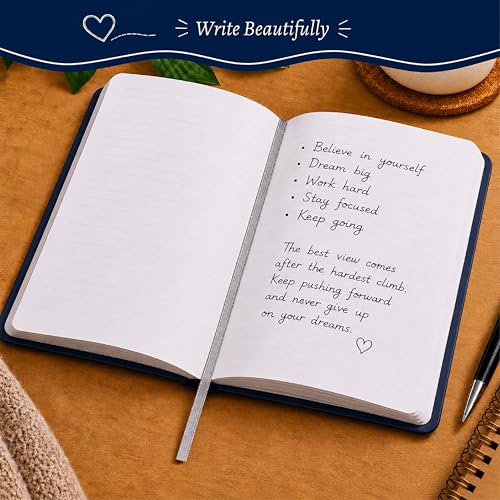 Eccolo Cool Jazz Hardbound Writing Journal, 192-Page Lined Paper, Lay-Flat - color: Navy, size: Medium - (6-x-8.5 Inches)