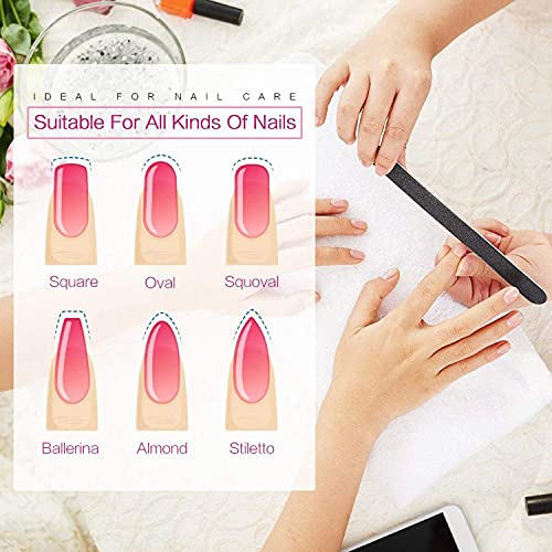 15PCS Nail Files and Buffer with Storage Box,Professional Manicure Pedicure Kit White Buffer Block Reusable 100/180 Grit Nail Files Emery Board Black for Nature Acrylic Nails Home Salon Travel Use