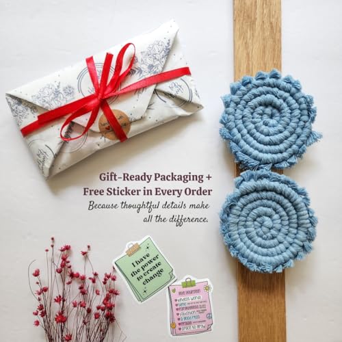 Cotton Car Coasters for Cup Holders, 2PC Car Cup Coasters, Drink Coaster Holder, Cute cupholder Coaster Accessories for Women, Macrame, Boho (Cloudy Day) - color: Cloudy Day