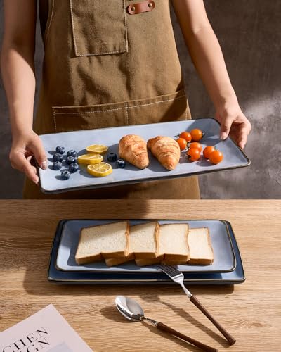 Famiware Serving Platters Set of 3 Sizes - Rectangular, Blue - color: Blue