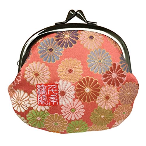 Nishijin brocade round clasp purse/coin purse with lining, size L. (Shugikuranman) - color: Shugikuranman